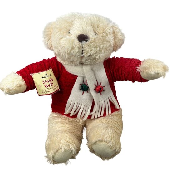 Hallmark Jingle Bear 14 Inch Christmas Teddy Bear Plays Jingle Bells New - Picture 1 of 13